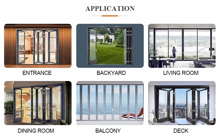 High Performance Exterior Aluminium Bifold Doors Modern Patio Bi Folding Glass Door