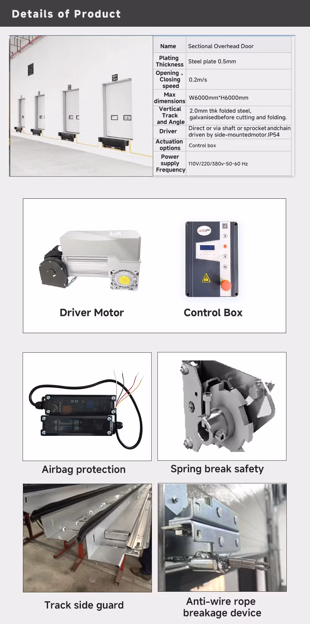 Industry Sectional Industrial Lifting Overhead Door