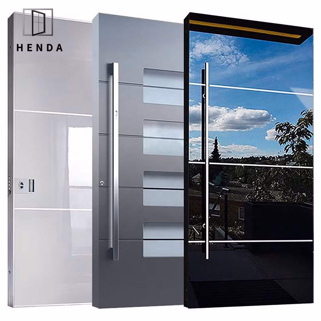 Aluminum Entry Modern Exterior Main Front Entrance Residence Wrought Iron Single Interior Garage Glass New Steel Security Metal Door