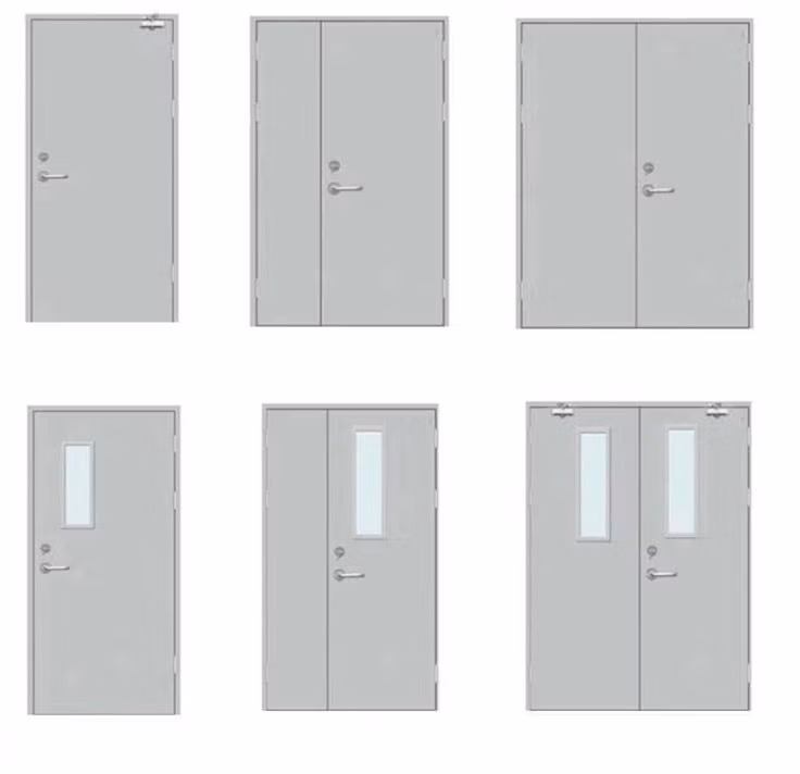 Industrial Commercial Galvanized Steel Escape Exit Fireproofing Fire Resistance Metal-Door