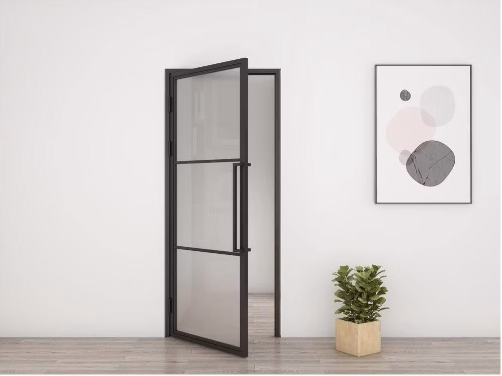 Thermal Break Exterior/Interior Double Tempered Aluminum New Steel/Wooden/Security/Metal/Patio/Garage/Hanging Aluminium Glass Door