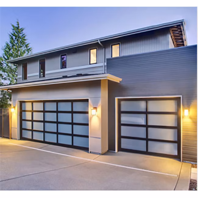 Cbmmart Homes Clear Glass Stainless Steel Industrial Overhead Garage Door