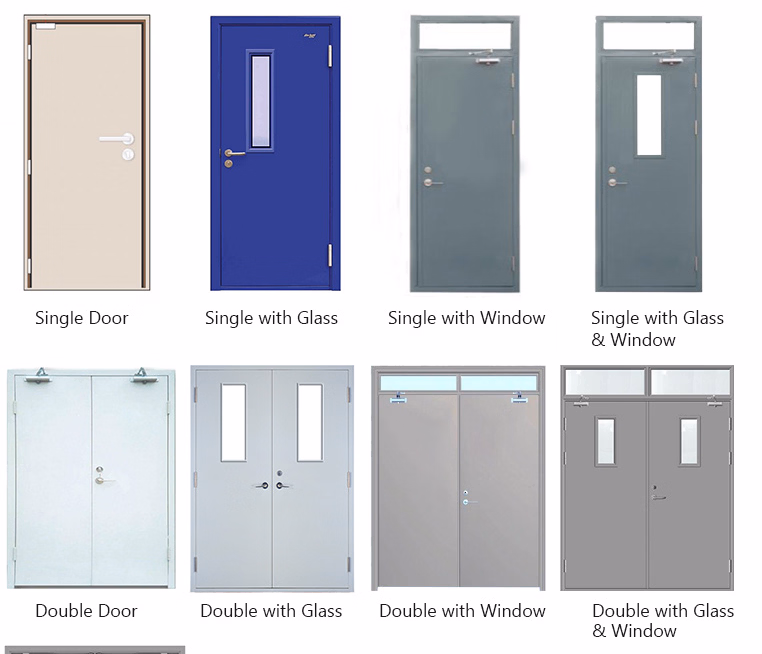 Customized Professional CE Standard 90 Minute Commercial and Industrial Single Leaf Fire Door with Glass Window