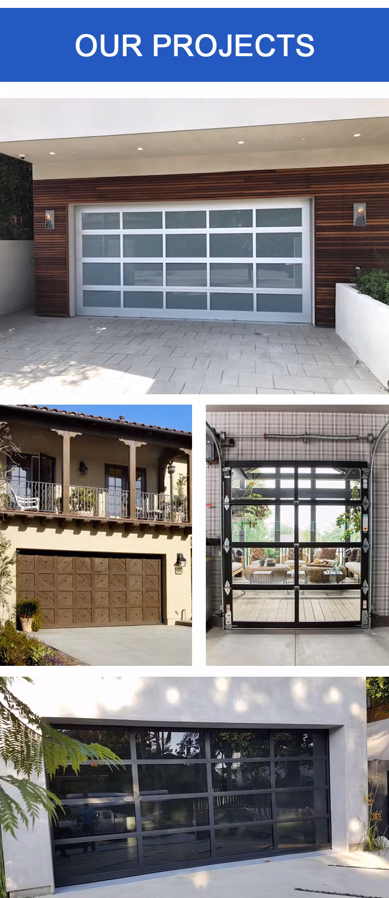 Villa Frameless Steel Panel Sectional Black Automatic Garage Door