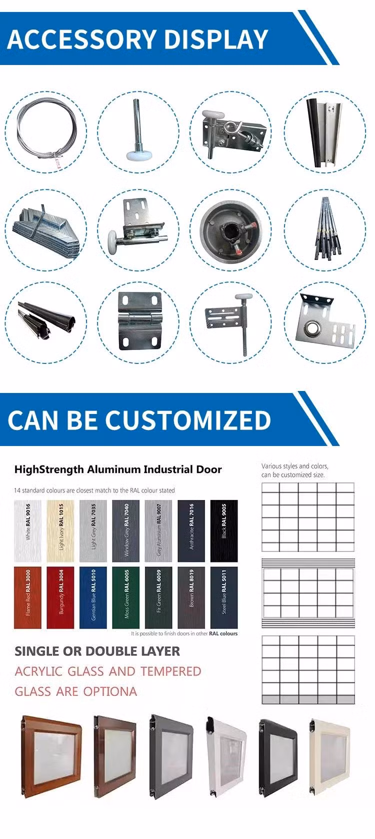 Commercial Exterior Glass Garage Door Automatic Industrial Folding Garage Doors with Insulated Glass