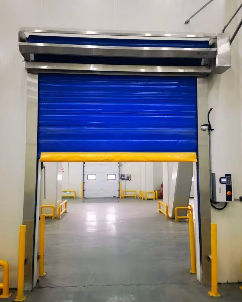 Automatic PVC Fabric Thermal Insulation Freezer Cold Room Storage Store Roller Shutter Fast Acting High Speed Rapid Rolling Roll up Door with Heater Device
