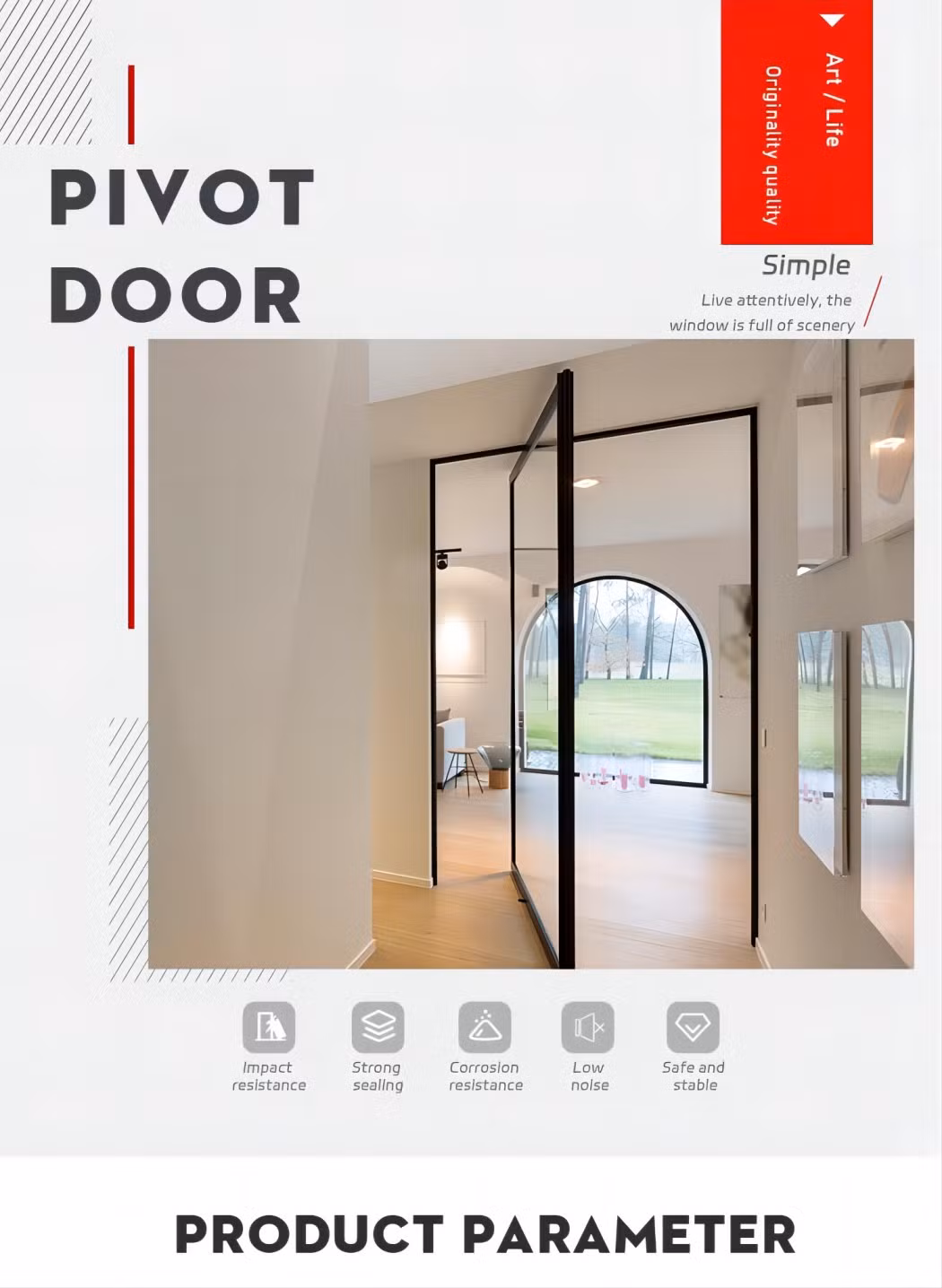 Custom Made Modern Stainless Steel Industrial Metal Entrance Door with Good Price Pivot