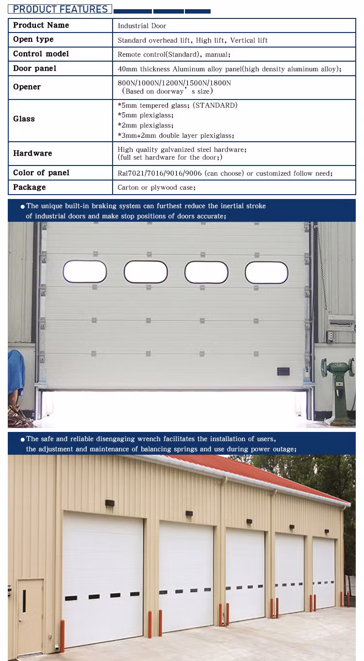Industrial Insulated Warehouse Roller Door Industrial Outside FRP Panel New Design 24′ Insulated Overhead Industrial Door