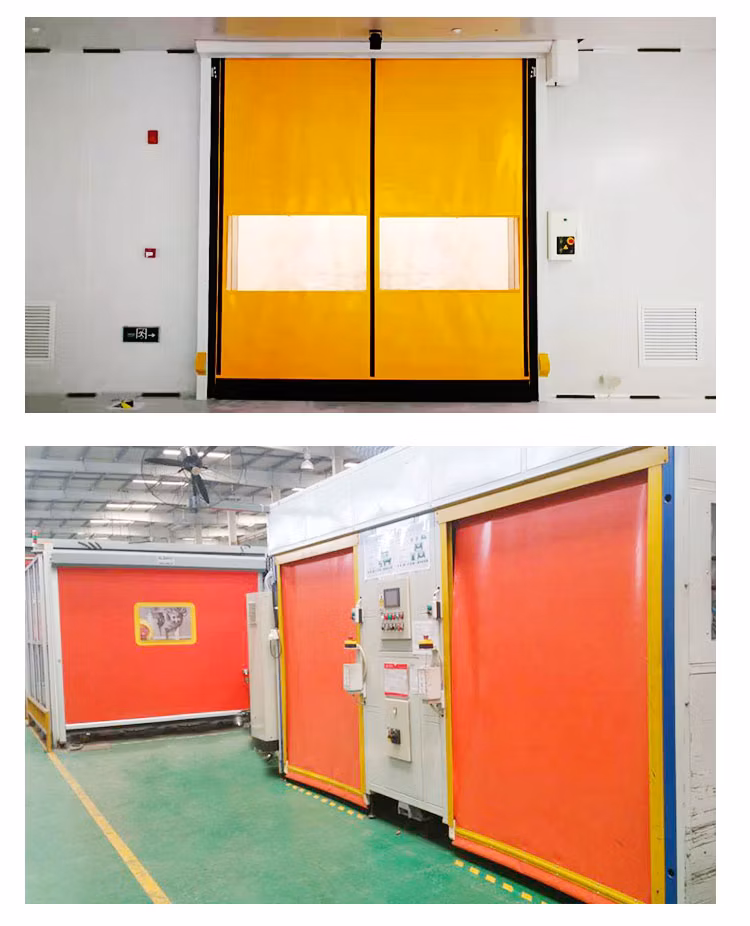 Clean Room Automatic PVC Fabric Interior GMP Zipper Type Airtight Self Recovery Reset Repairing High Speed Roll up Rapid Roller Shutter Fast Quick Acting Door