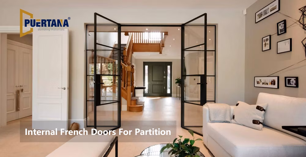 Modern Apartment House Internal Black Industrial Studio Clear Glass Door Aluminium Double Interior Metal French Glass Doors