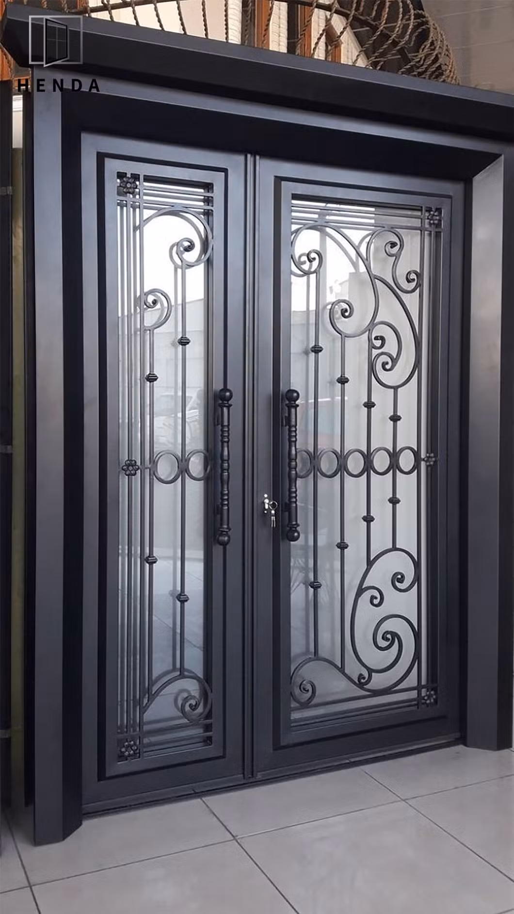 10% off Modern Aluminum Entry Interior Exterior Main Front Wrought Iron Single Double Gate Garage Entrance Security Metal Iron Glass New Steel Pivot Door