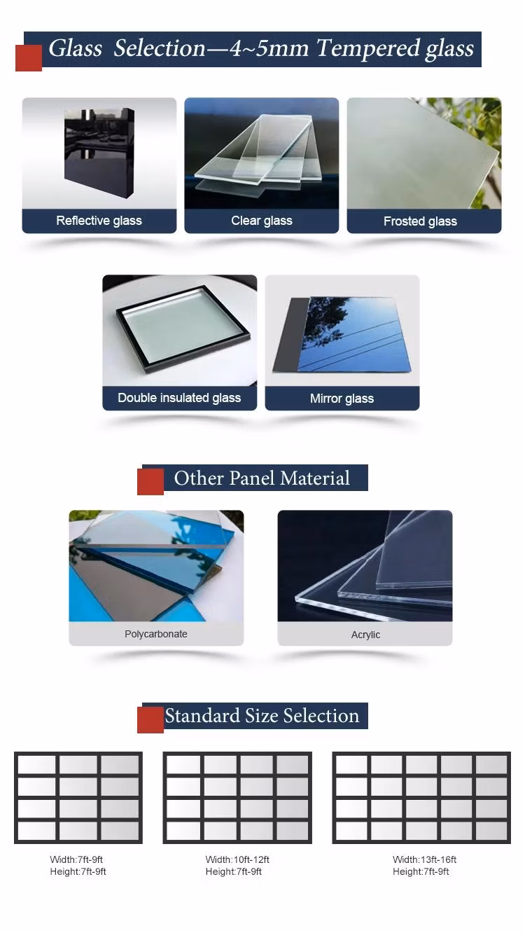 Commercial Exterior Glass Garage Door Automatic Industrial Folding Garage Doors with Insulated Glass