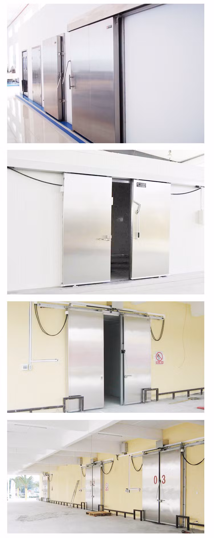 Industrial Automatic or Manual Polyurethane Sandwich Panel Thermal Insulated Stainless Steel Cold Storage Freezer Room Sliding Door for Refrigeration Warehouse