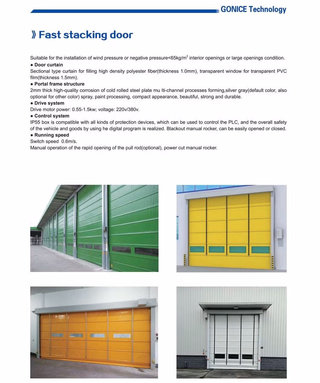 High Performance Electric Rapid Stacking Door for Industrial Efficiency