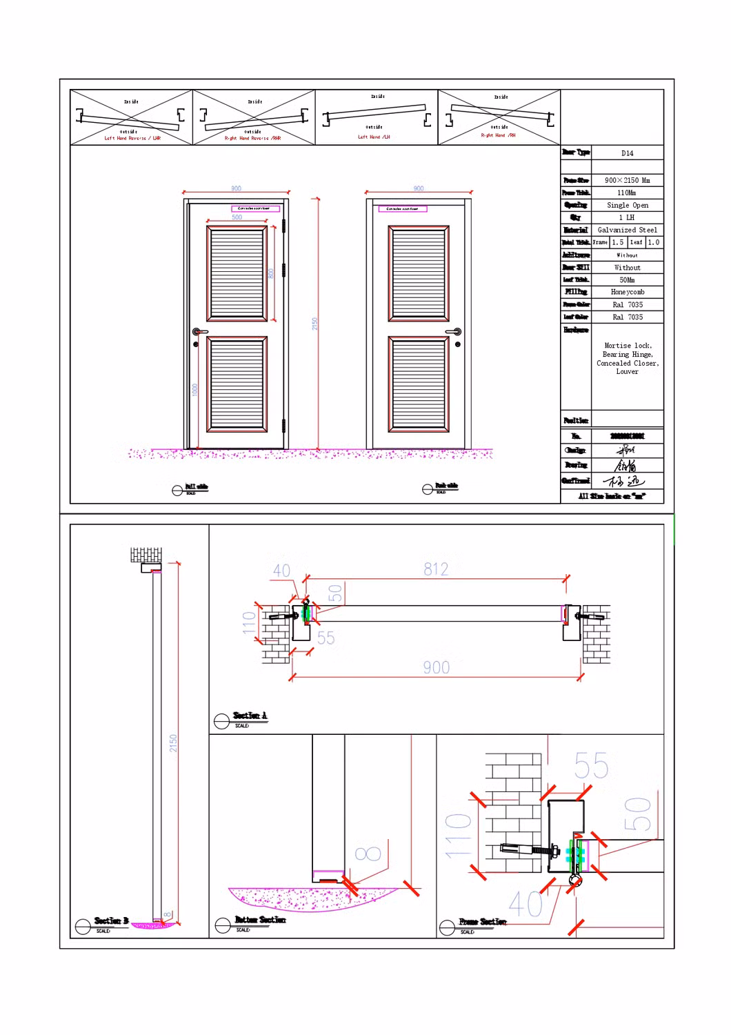 Steel Fire Escape Door Commercial Industrial Louver Door