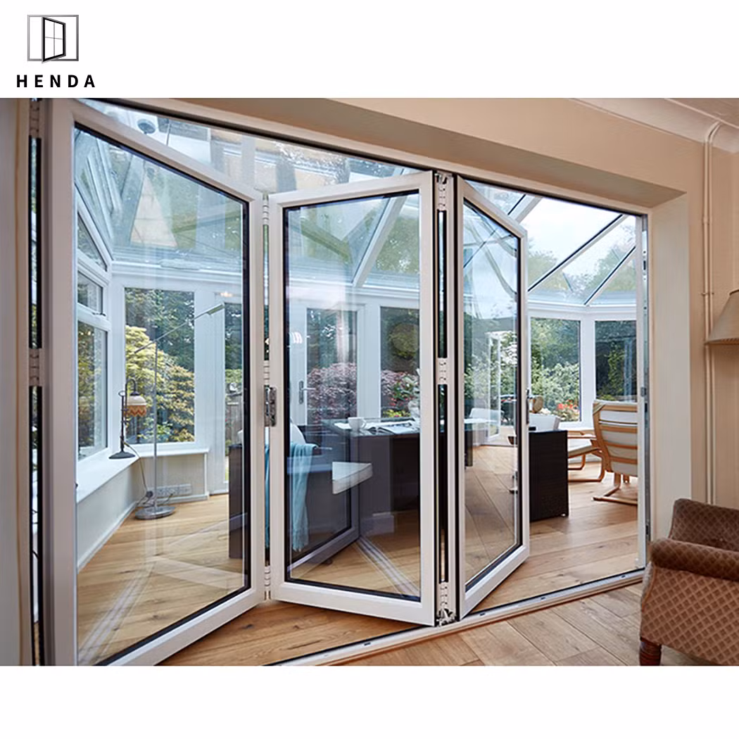 10% off Modern Exterior/Interior Tempered Aluminum Entrance Steel/Security/Metal/Garage/Iron/Accordion Panoramic Aluminium Glass Folding Sliding Door