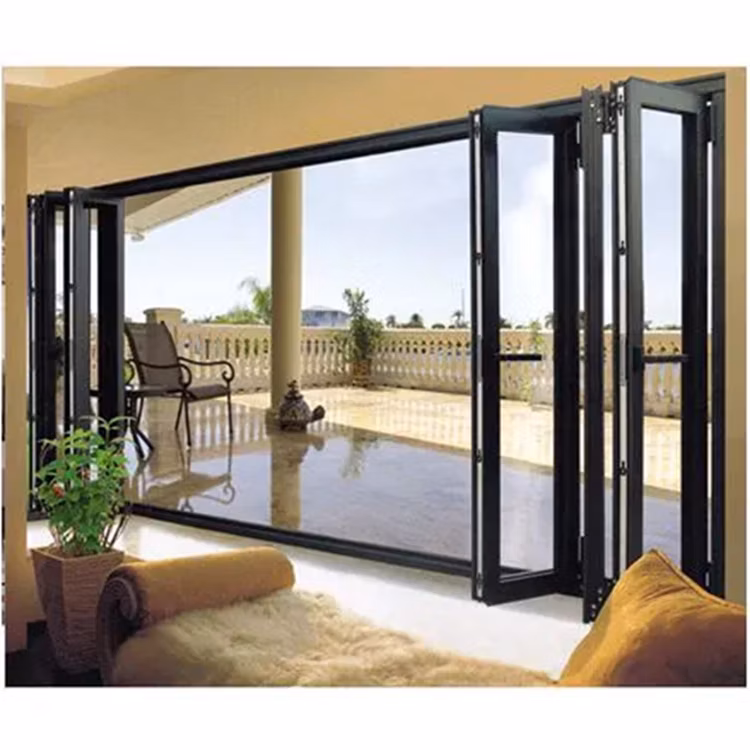 High Performance Exterior Aluminium Bifold Doors Modern Patio Bi Folding Glass Door