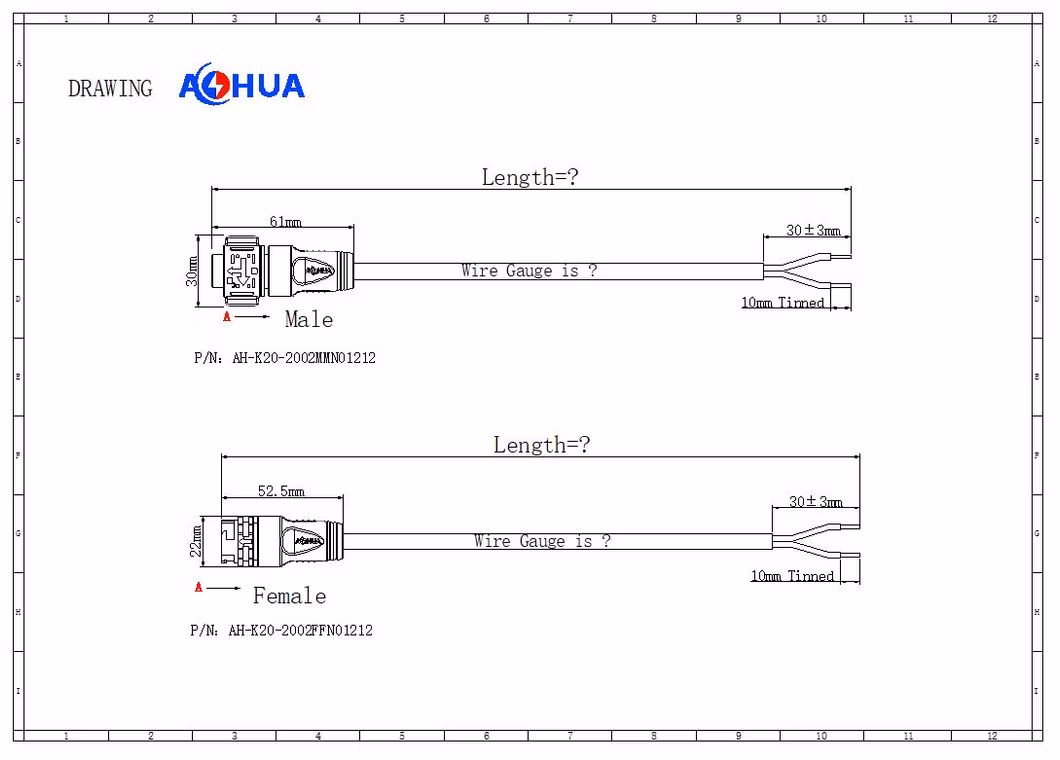 LED Road Lamp Modules Cable Layout Solution Slef-Lock Quick Connector K20 2 3 4 2+3pin Pre-Molded Male Female Socket with Cable IP67 LED Connector