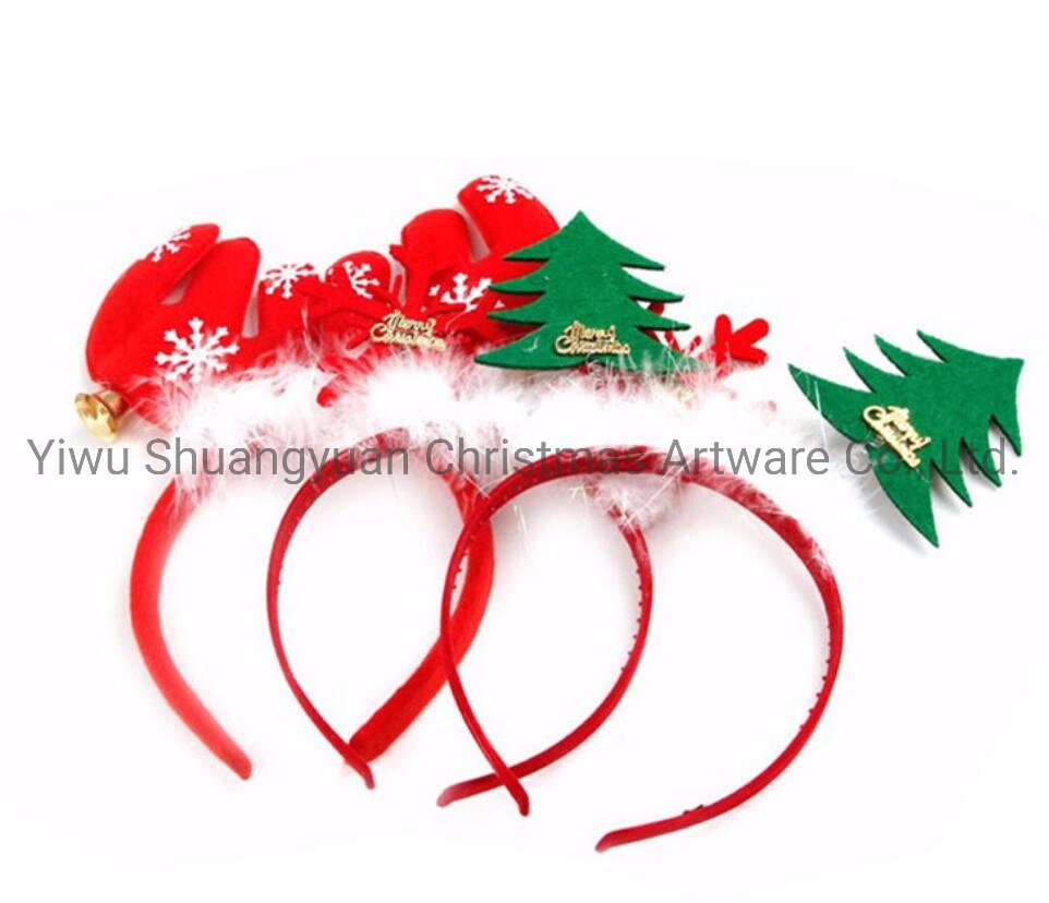 Red Christmas Headband with Decorative Ornaments for Christmas Decoration