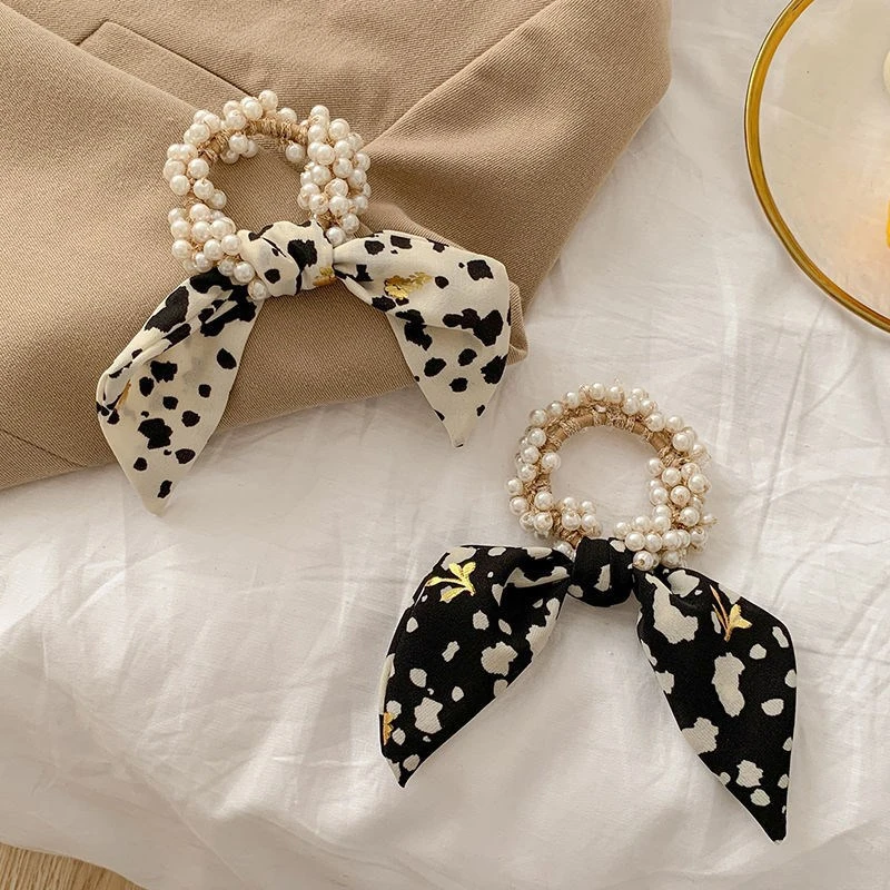 Fashion Jewelry Bow Pearl Tie Hair Rope Headband