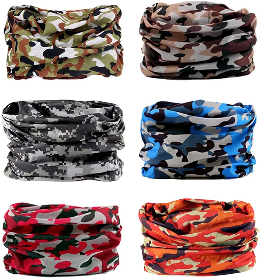 Camouflage Series 100% Ployester Seamless Tube Bandana Sport Headwear Colorful Neck Bandana Headband