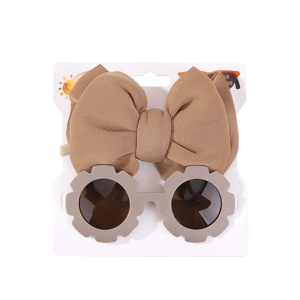 Cute Baby Sunglasses Set Fashion Bow Multi-Color Sun Protection Glasses with Headband