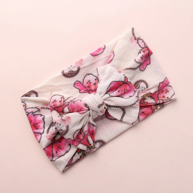 New Cute Fruit Floral Print Bow Baby Headband for Baby