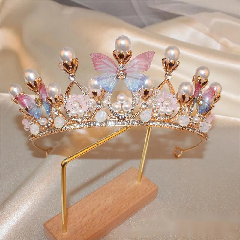 Wholesale Kids Pink Crystal Tiara Girls Princess Costume Rhinestone Crown Headband