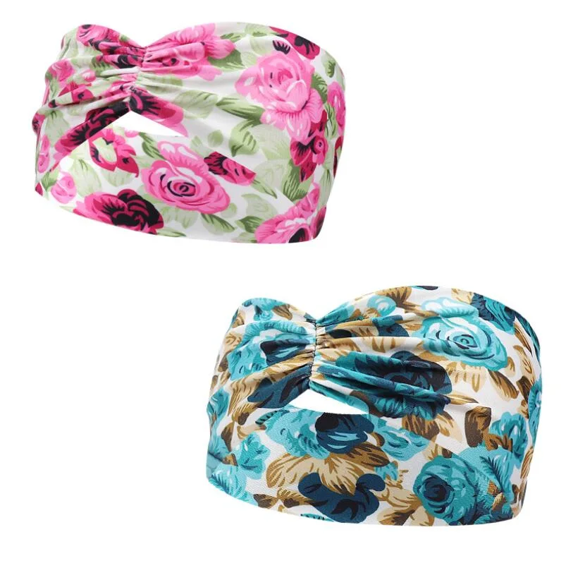 Women Headband Boho Floal Style Criss Cross Head Wrap Hair Band