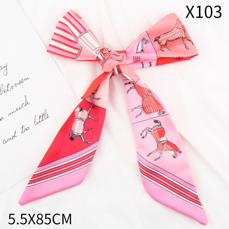 Twill War Horse Small Scarves Spring and Summer Thin Ribbon Headband