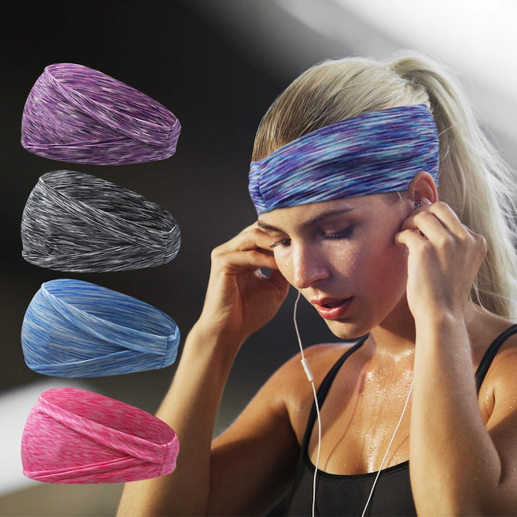 New Colorful Floral Sports Headwear Turban Hairband Directly Factory, Custom Design Printed High Stretchy Spandex Gym Headbands for Ladies, Women, Girls