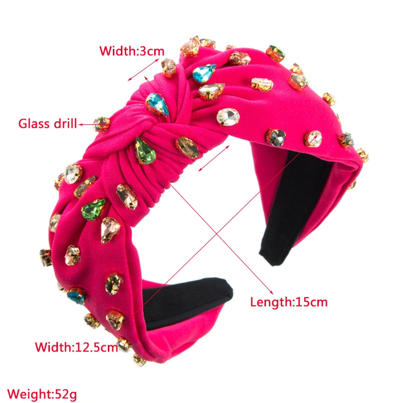 Custom Crystal Glass Drill Embellished Luxurious Design Bejeweled Headband Hair Accessories