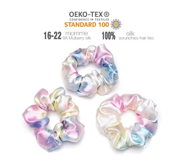100% Pure Silk Scrunchies for Women Customizable Size and Color Soft Satin Silk Hair Ties for Beauty