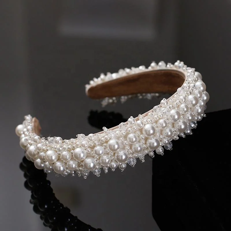 Baroque Bride Pearl Headband High Quality Pearl Crystal Headband Bridal Tiara Party Wedding Hair Accessories