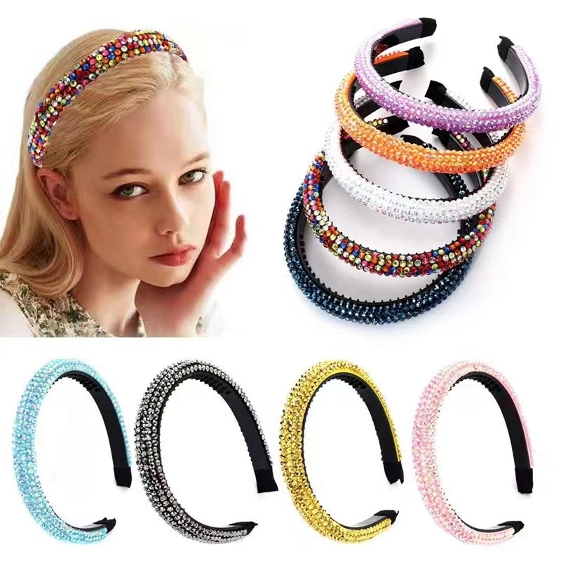 Ea129 with Girl Bling Wholesale Headbands Rhinestone White Rainbow Vendor Luxury Crystal Diamond Women Baroque Sponge Headband