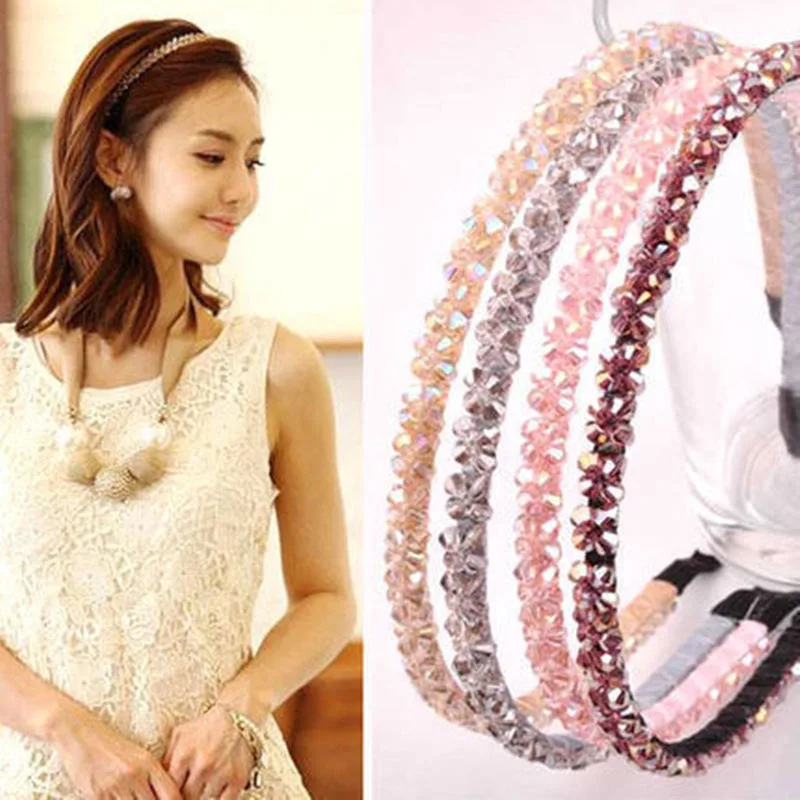 Double-Row Crystal Diamond Anti-Slip Thin Headband