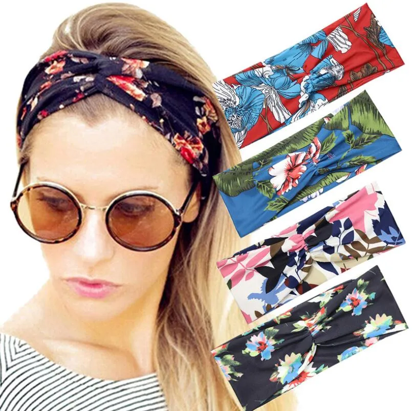 Women Headband Boho Floal Style Criss Cross Head Wrap Hair Band