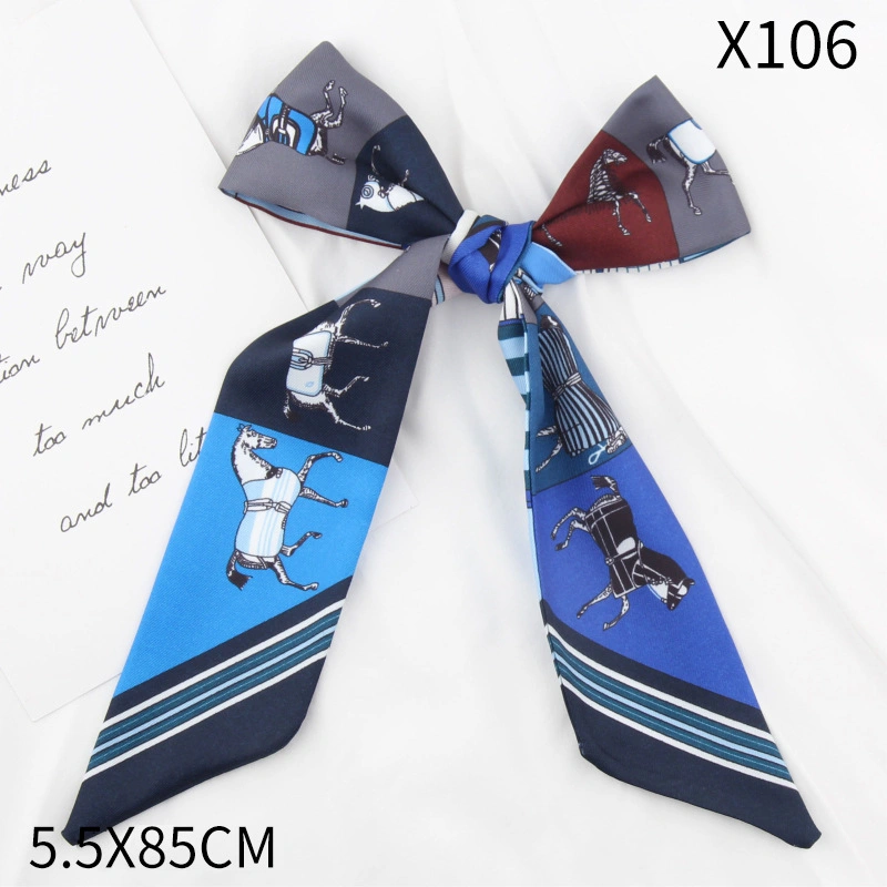 Twill War Horse Small Scarves Spring and Summer Thin Ribbon Headband