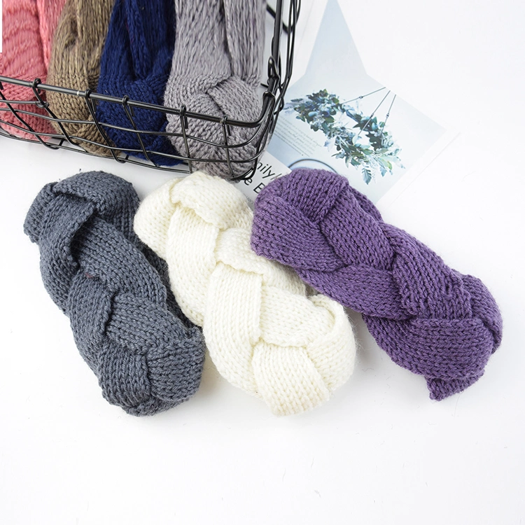 Korean Version Autumn and Winter Warm Hair Accessories Knitting Fried Dough Twists Braid Wool Hair Band Hand Knitted Headband