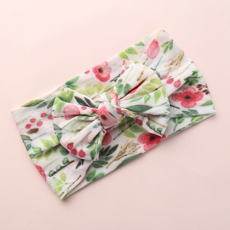 New Cute Fruit Floral Print Bow Baby Headband for Baby