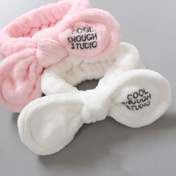 New Soft Coral Fleece Hairbands Women Facial Makeup Head Band SPA Hair Band Turban Bow Headband for Women