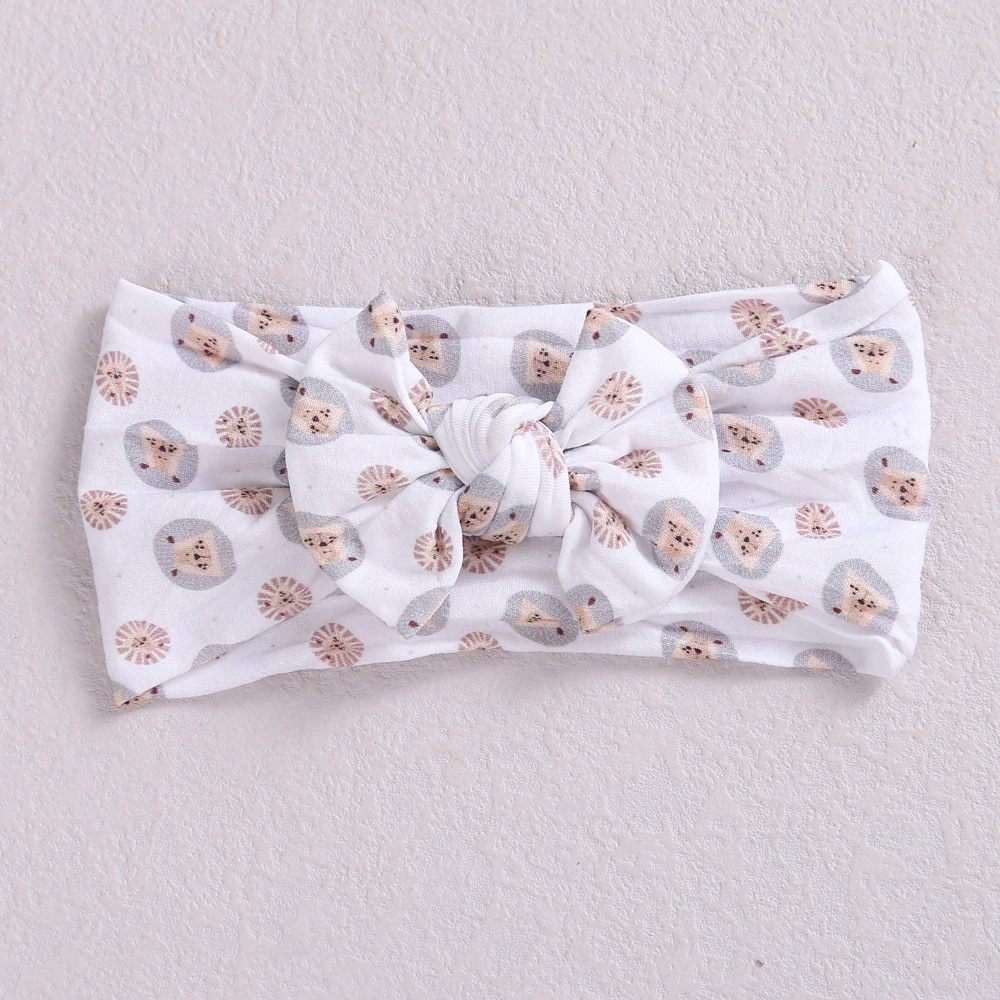 New Baby Soft Nylon Bow Headband with Digital Print Headband for Baby