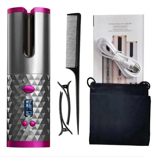 Temperature Control LCD Display 2 in 1 Portable Curling Iron Rechargeable Wireless Automatic Hair Curler 5200mAh