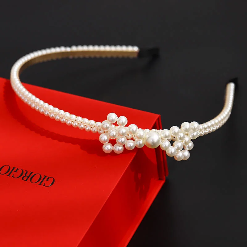 14 Styles Simulation Pearl Hairbands Women Hair Accessories Korean Handmade Bow Flower Hoops Headband Wedding Ornaments 2023 New