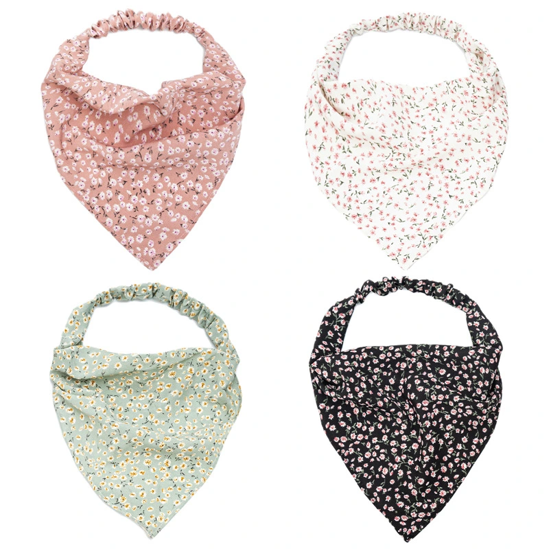 Floral Elastic Kerchief Thin Flower Cloth Headband Triangle Scarf Hair Ornaments Bandanas