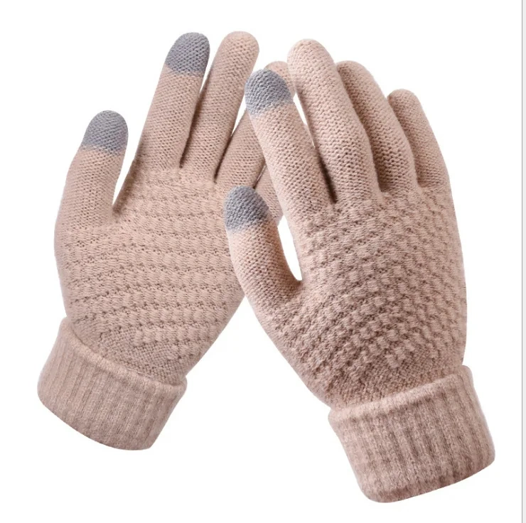 Adult Unisex Chunky Knit Acrylic Customized Winter Gloves for Touchscreen