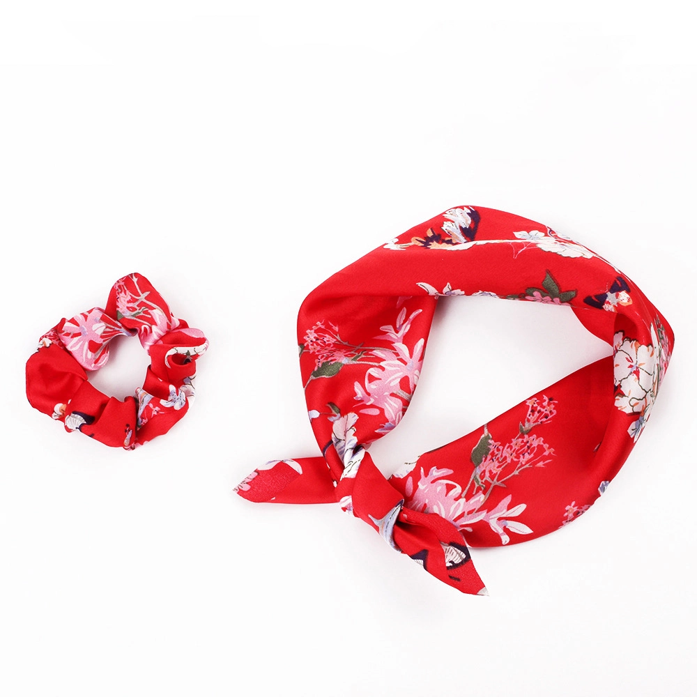 Fashion Girl Multi Print Elastic DOT Hair Scrunchies Hair Tie Long Scarf Scrunchies for Women