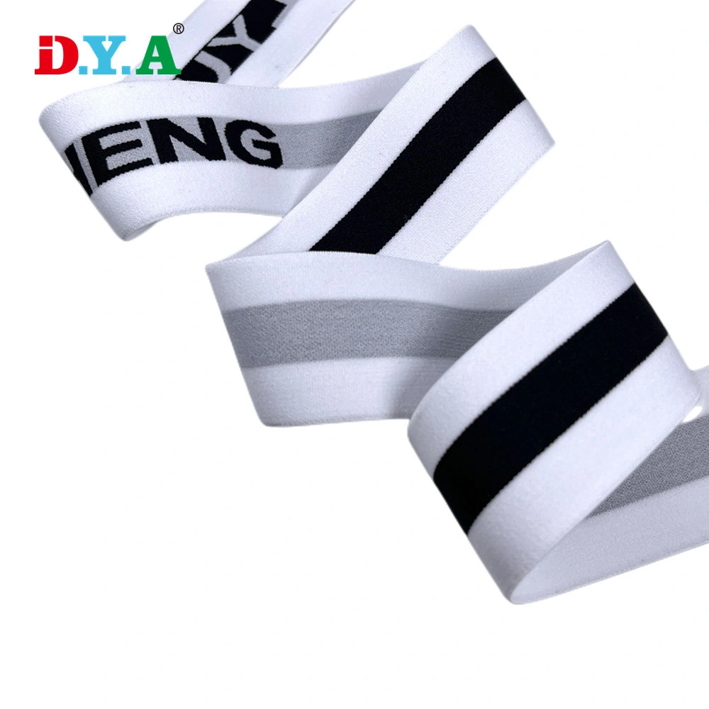 Wholesale Price Custom Men Underwear Black and White Nylon Jacquard Elastic for Waistband Clothing