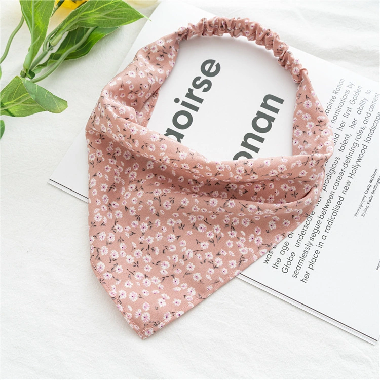 Floral Elastic Kerchief Thin Flower Cloth Headband Triangle Scarf Hair Ornaments Bandanas