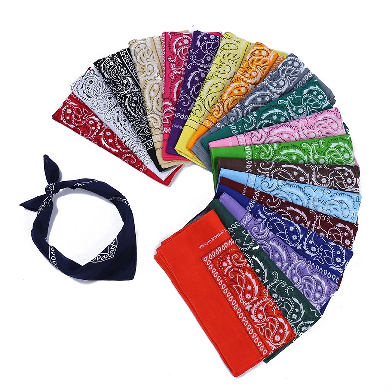 High Quality Hip Hop Paisley Cotton Head Customized Kerchief Hair Ties Multifunctional Neck Square Scarf Cashew Bandana